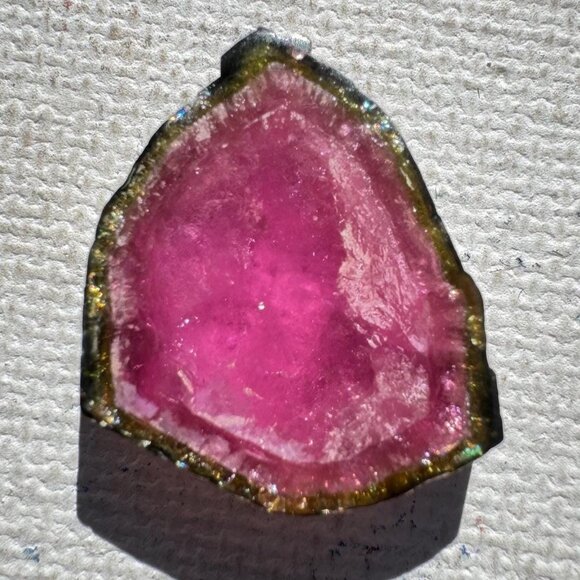 17 cts. Watermelon Tourmaline Natural Crystal Slice - Custom Cabochon #3 - Picture 3 of 6